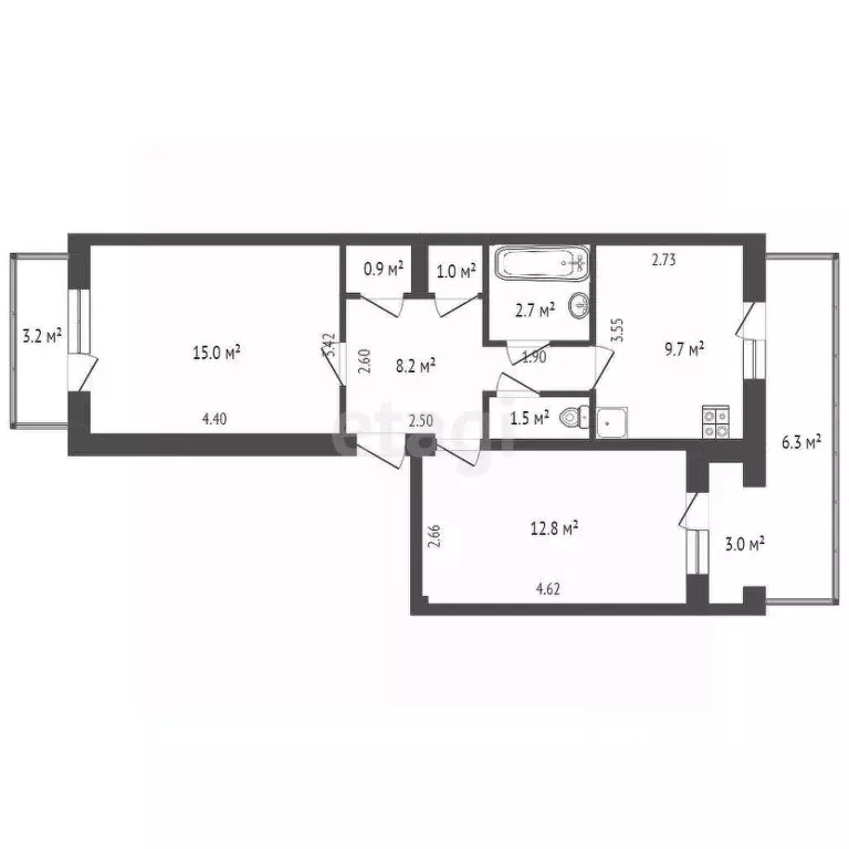 2-к кв. Крым, Евпатория городской округ, Заозерное пгт ул. Зеленая, 11 ... - Фото 2