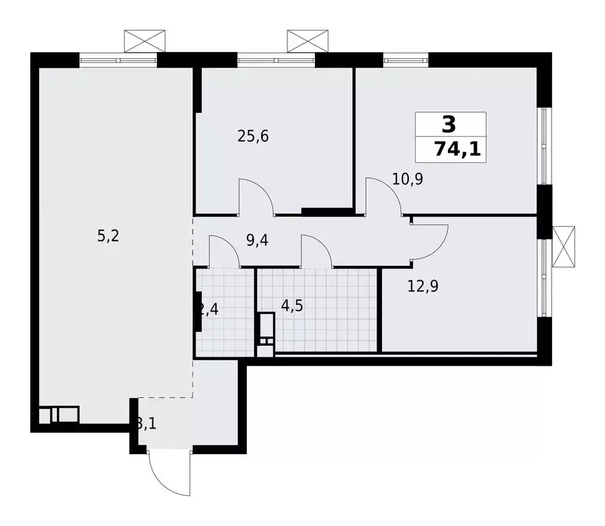 3-комнатная квартира: Лаголово, жилой комплекс А101 Лаголово (74.06 м) - Фото 1