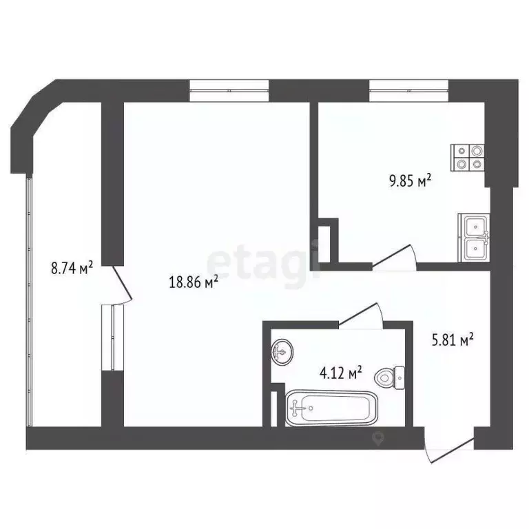 1-к кв. Забайкальский край, Чита ул. Генерала Белика, 13 (43.0 м) - Фото 2