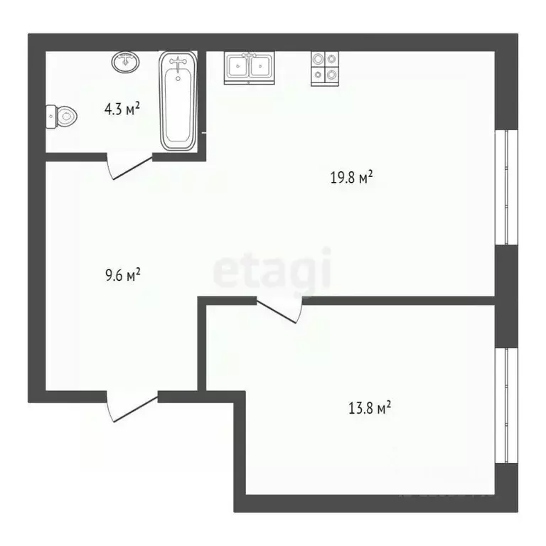 1-к кв. Тюменская область, Тюмень Новгородская ул., 22 (47.5 м) - Фото 2