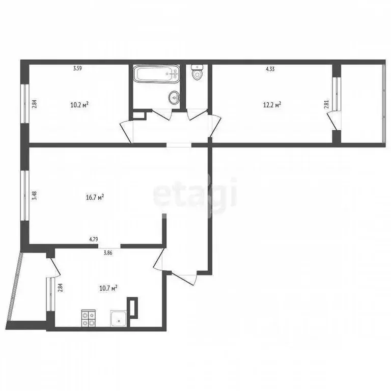 3-к кв. Ханты-Мансийский АО, Лангепас Парковая ул., 7 (63.6 м) - Фото 1