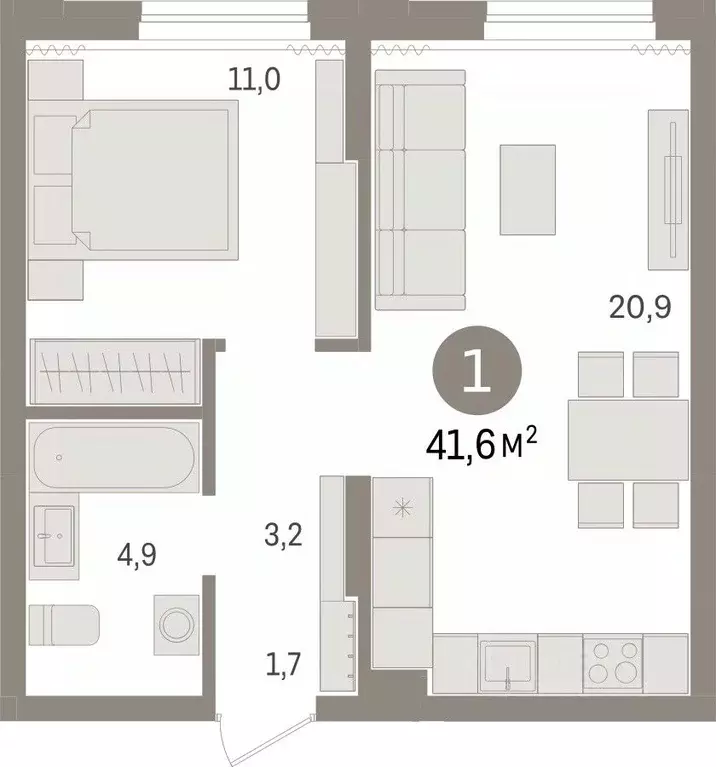 1-к кв. Новосибирская область, Новосибирск ул. Аэропорт, 88 (41.62 м) - Фото 1