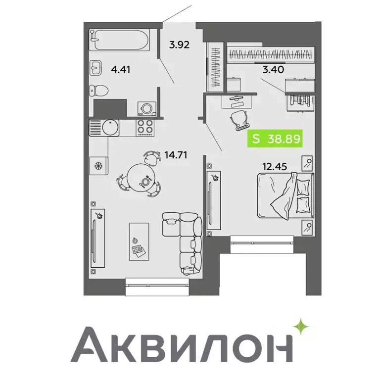 1-к кв. Архангельская область, Архангельск проезд Приорова, 4с1 (38.89 ... - Фото 0