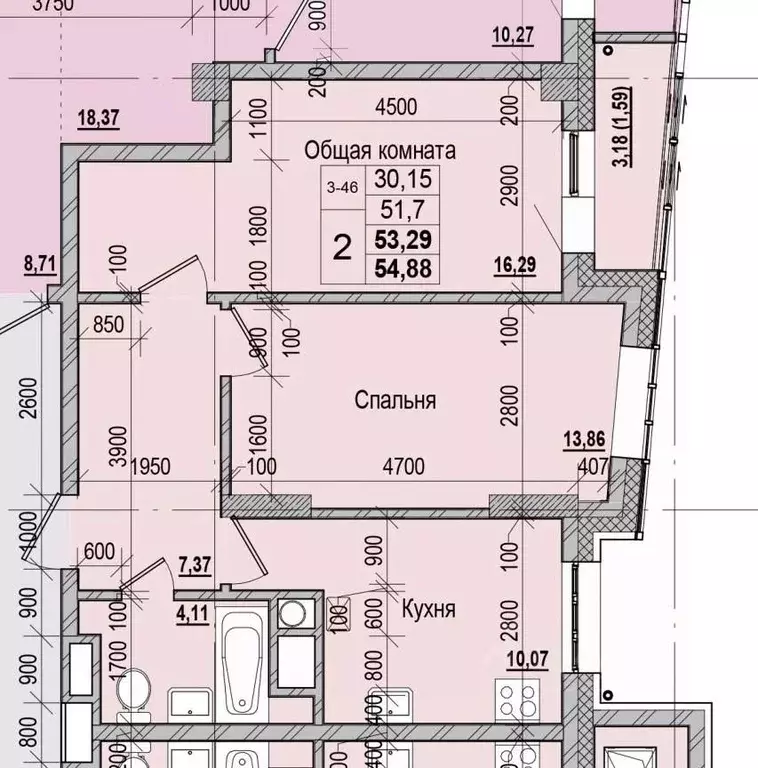2-к кв. Саха (Якутия), Якутск ул. Чкалова, 47 (53.29 м) - Фото 1