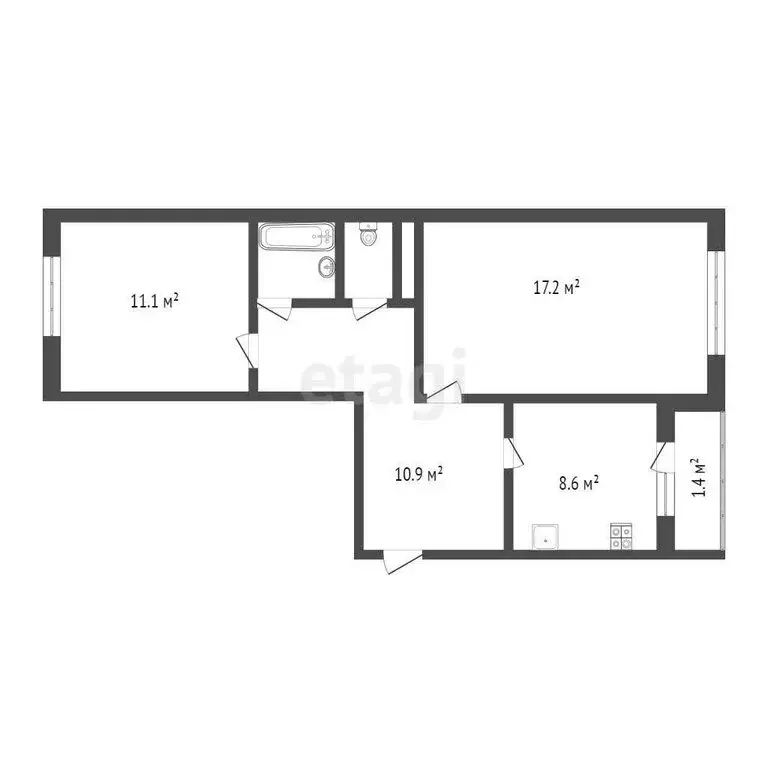 2-комнатная квартира: Псков, Петровская улица, 12 (53.1 м) - Фото 1