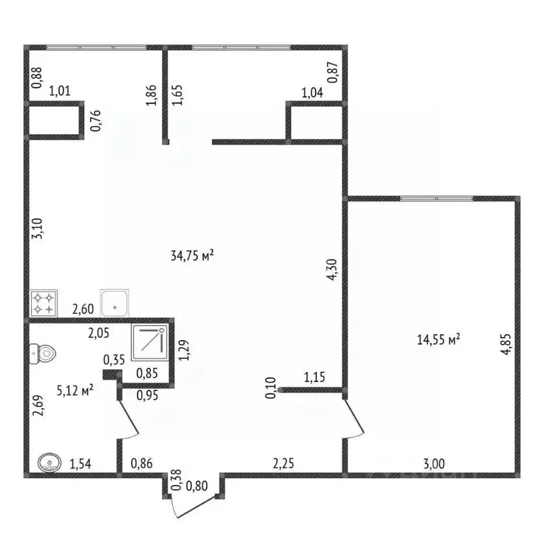 1-к кв. Башкортостан, Уфа ул. Энтузиастов, 6 (47.2 м) - Фото 2