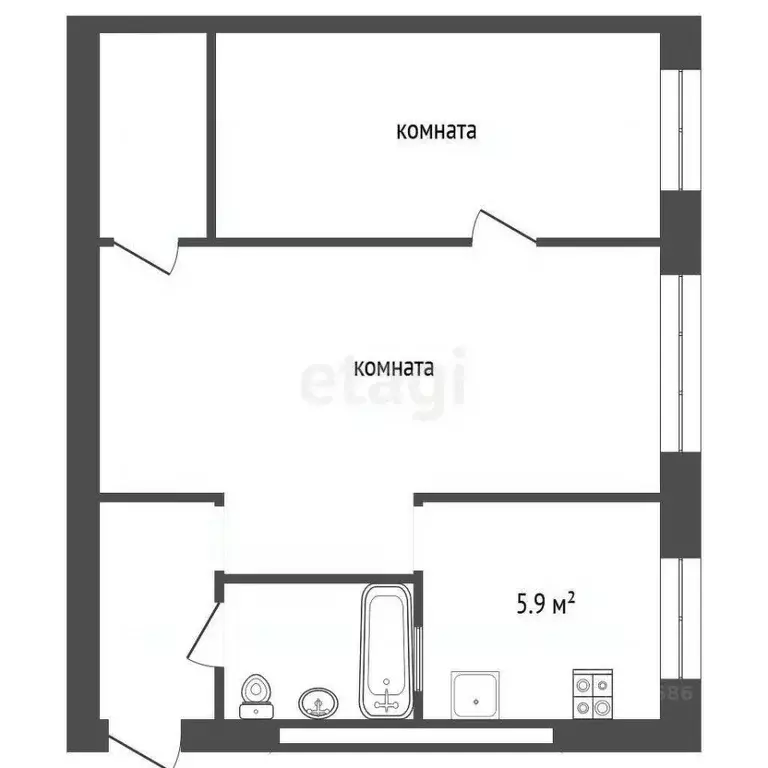 2-к кв. Калининградская область, Гурьевск ул. Гурьева, 4 (42.5 м) - Фото 2