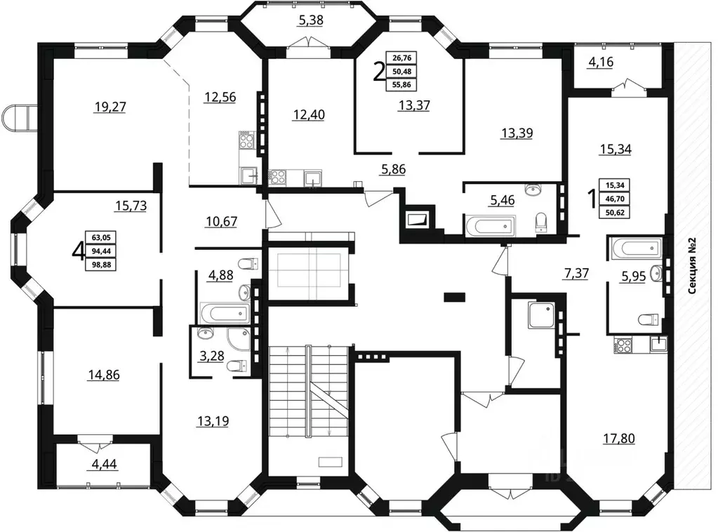 4-к кв. Волгоградская область, Волгоград ул. Покрышкина, 2 (98.88 м) - Фото 2