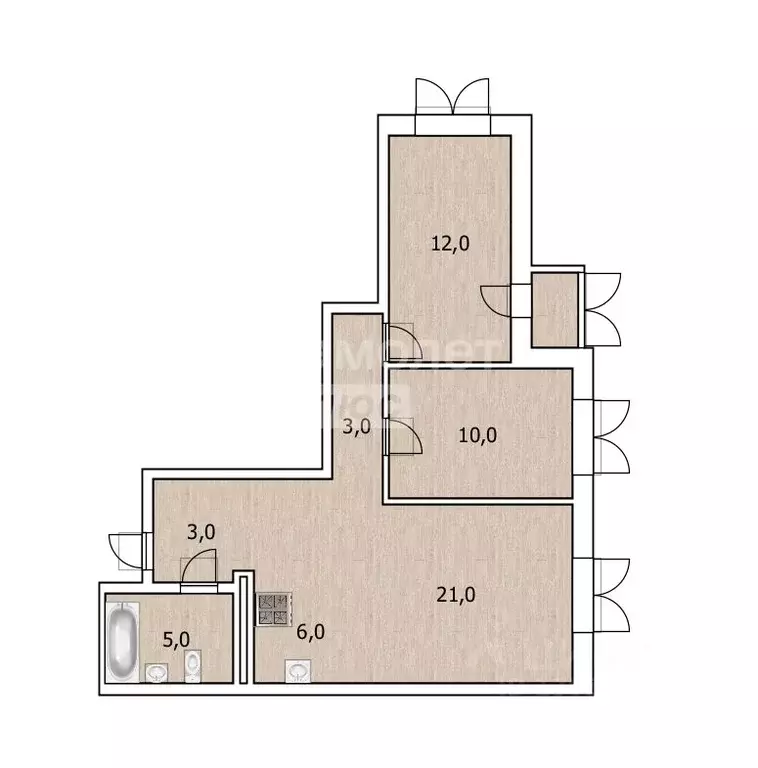 3-к кв. Башкортостан, Уфа бул. Яркий, 10 (60.0 м) - Фото 2