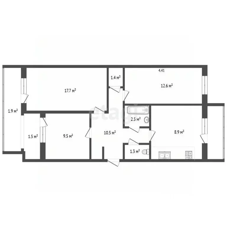 3-к кв. Крым, Евпатория ул. Чапаева, 29А (64.4 м) - Фото 2
