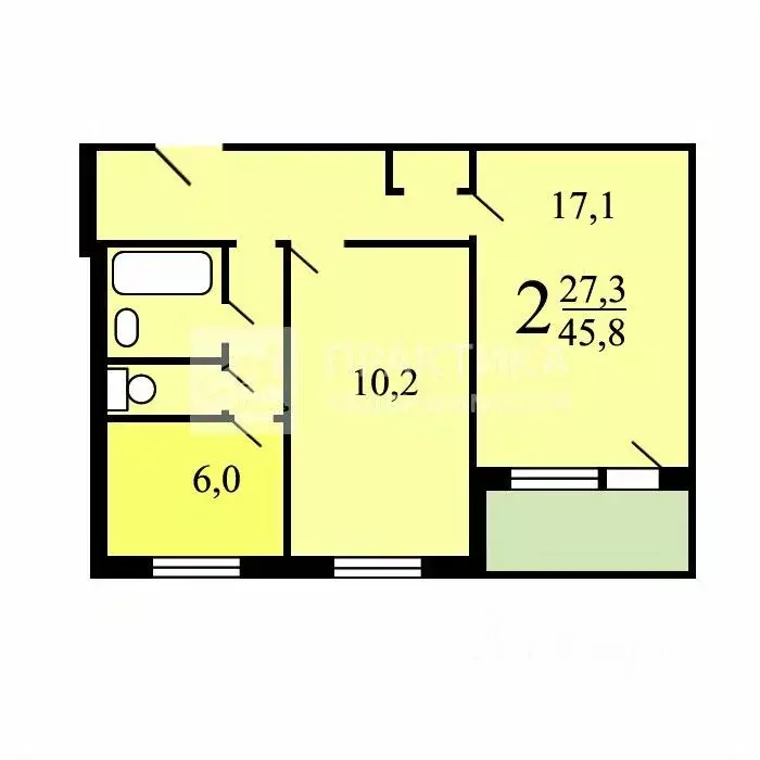 2-к кв. Москва Ярославское ш., 109К1 (44.0 м) - Фото 2