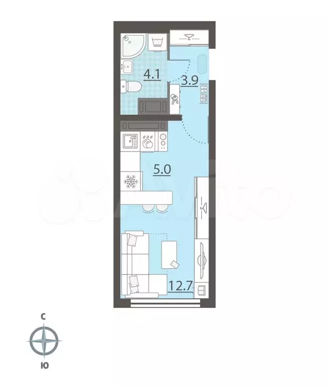 Квартира-студия, 25,7 м, 23/25 эт. - Фото 0