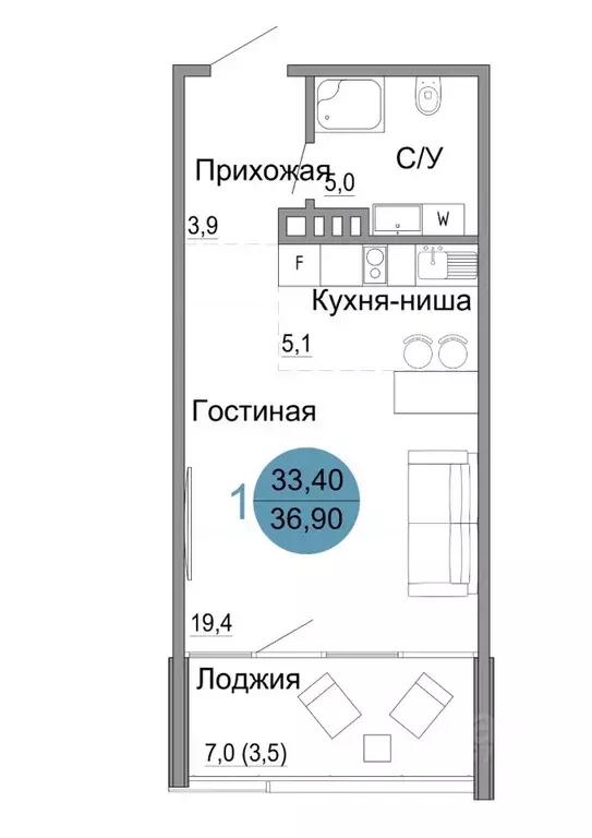 1-к кв. Крым, Керчь Белый город жилой комплекс (36.9 м) - Фото 0