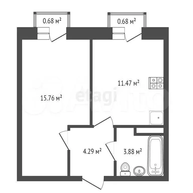 1-к. квартира, 35,6 м, 3/4 эт. - Фото 0