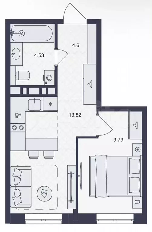 1-к. квартира, 32,7 м, 15/16 эт. - Фото 1
