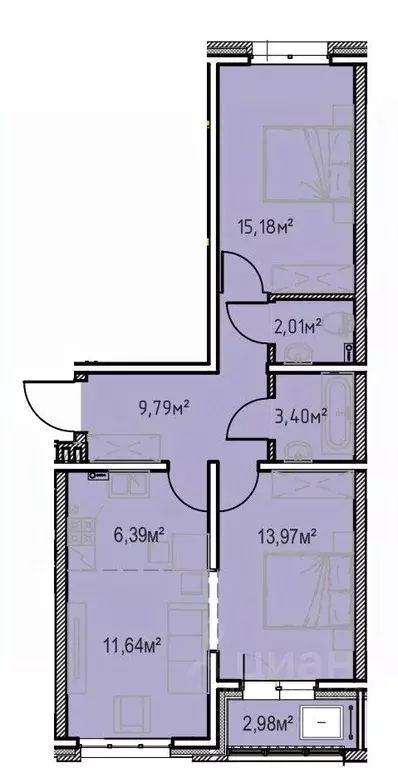 2-к кв. Иркутская область, Иркутск Иркутск-2 мкр, Зенит жилой комплекс ... - Фото 1