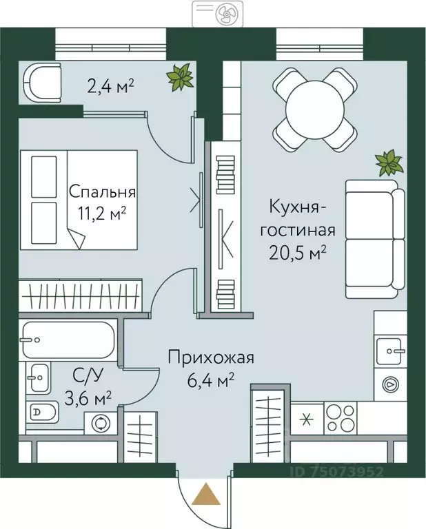 1-к кв. Волгоградская область, Волгоград Новосибирская ул., 74с1 (44.1 ... - Фото 0