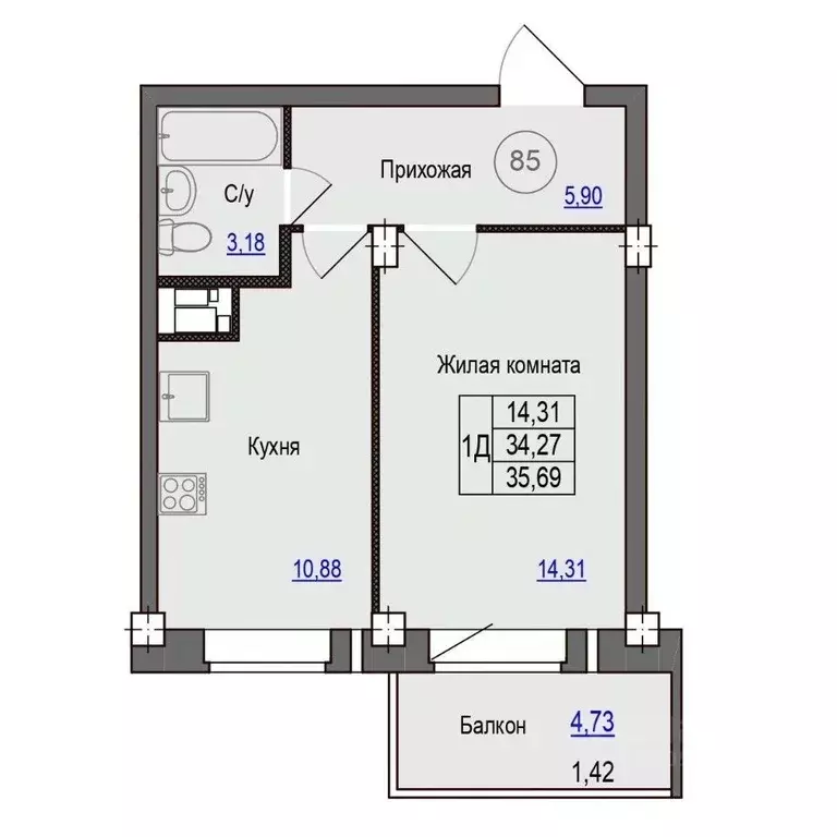 1-к кв. Псковская область, Псковский район, Завеличенская волость, д. ... - Фото 1