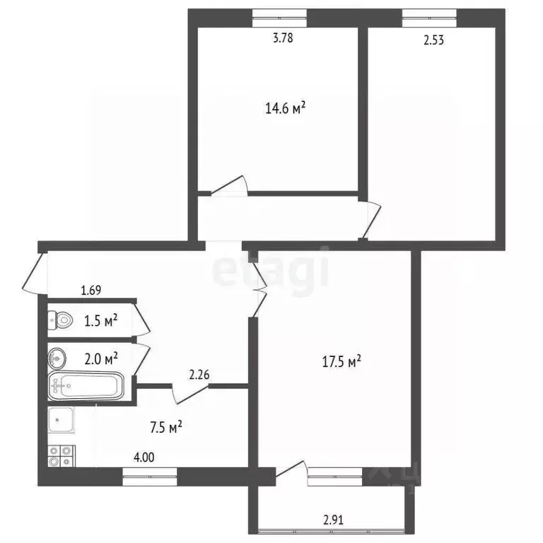 3-к кв. Ханты-Мансийский АО, Нягань Строительная ул., 5 (73.4 м) - Фото 1