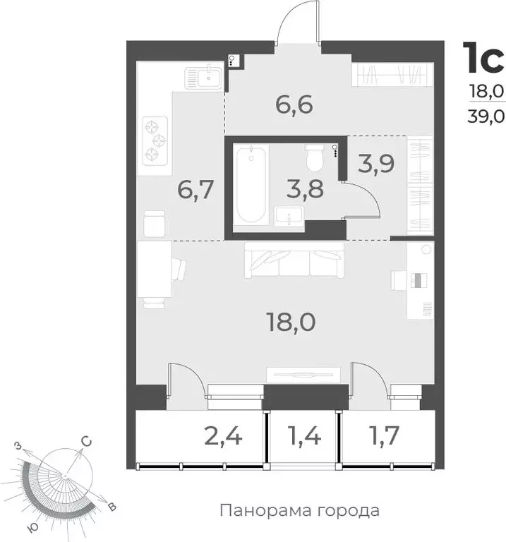 Квартира-студия: Новосибирск, улица Аэропорт, 62 (39 м) - Фото 0