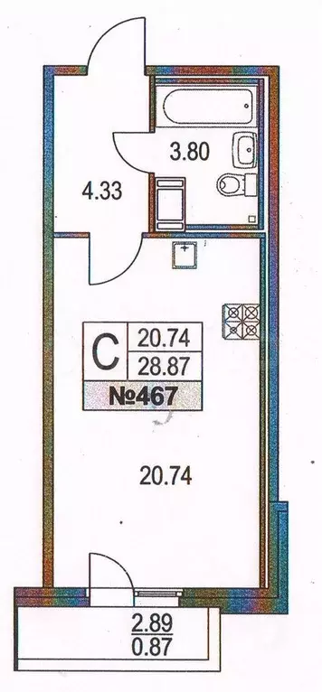 Квартира-студия, 29 м, 8/25 эт. - Фото 0