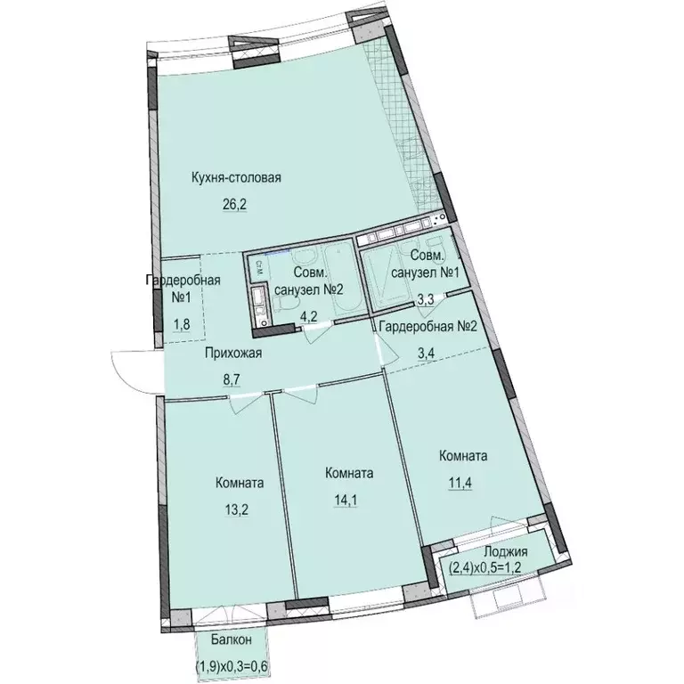 3-к кв. Татарстан, Казань Ферма-2 жилмассив,  (88.1 м) - Фото 0
