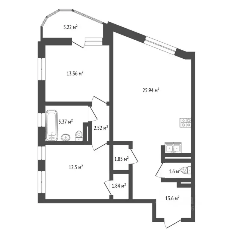 2-к кв. Тюменская область, Тюмень ул. Николая Машарова, 8 (84.0 м) - Фото 1