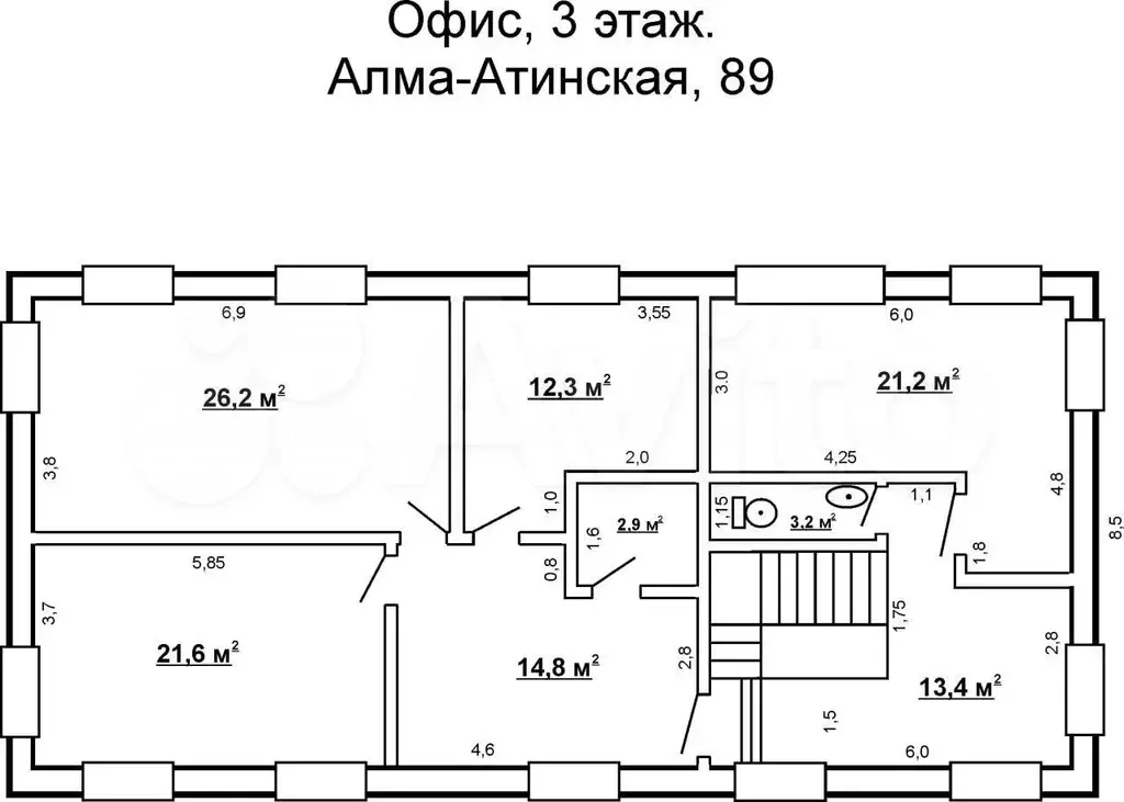 Аренда офисного помещения, 54,8 м2 - Фото 1