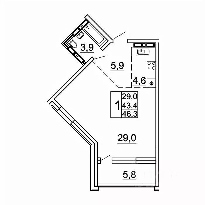 1-к кв. Приморский край, Владивосток Лесная ул., 1В/1 (46.3 м) - Фото 1