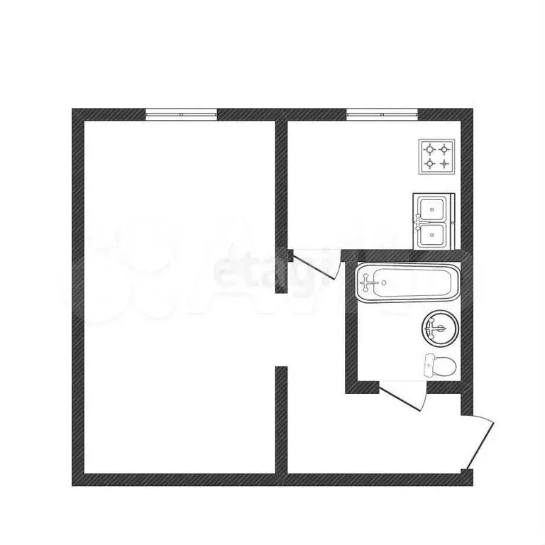 1-к. квартира, 28 м, 4/5 эт. - Фото 0