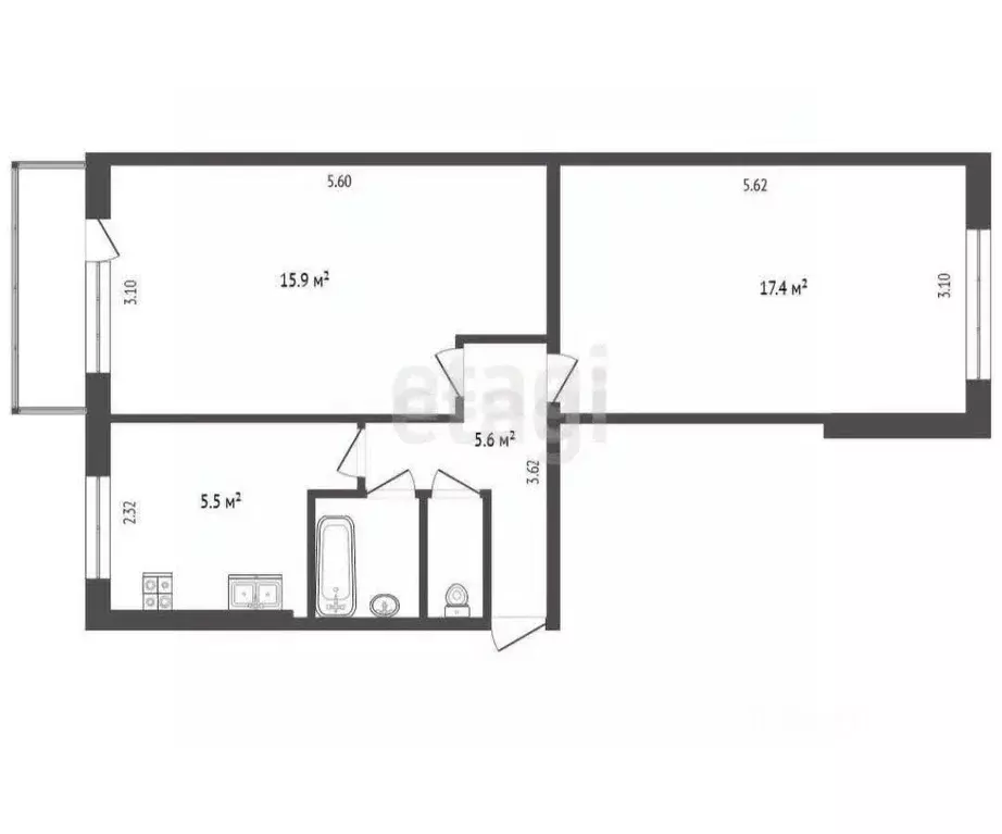 2-к кв. Архангельская область, Новодвинск ул. Уборевича, 6 (47.9 м) - Фото 0