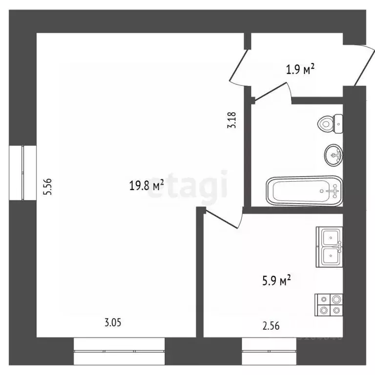 1-к кв. Крым, Керчь ш. Вокзальное, 59 (30.8 м) - Фото 2