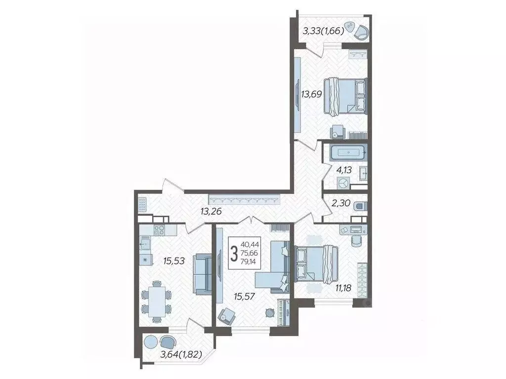 3-к кв. Краснодарский край, Краснодар Уральская ул., 87/7 (79.14 м) - Фото 1