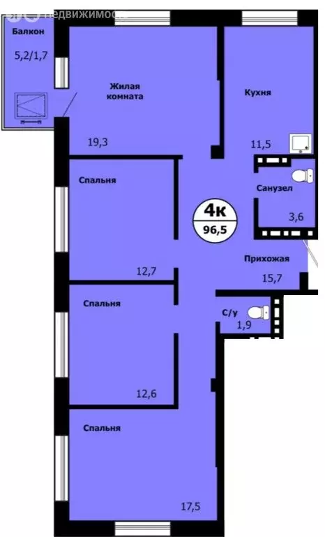4-комнатная квартира: Красноярск, улица Лесников, 49 (94.4 м) - Фото 0