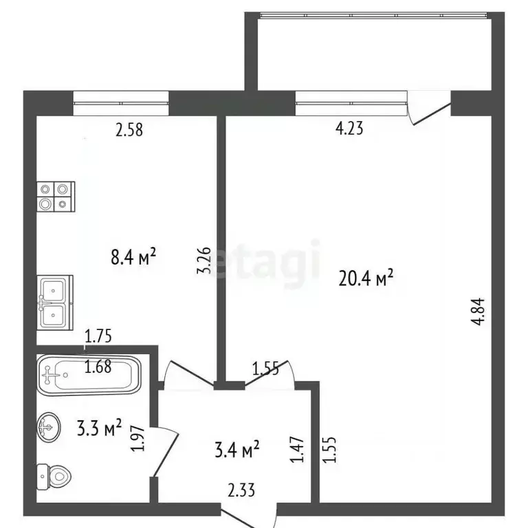 1-к кв. Тамбовская область, Тамбов ул. Володарского, 21 (32.4 м) - Фото 2