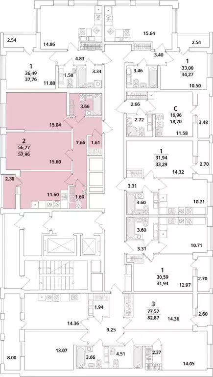 2-к кв. Санкт-Петербург Кубинская ул., 82к2 (57.96 м) - Фото 1