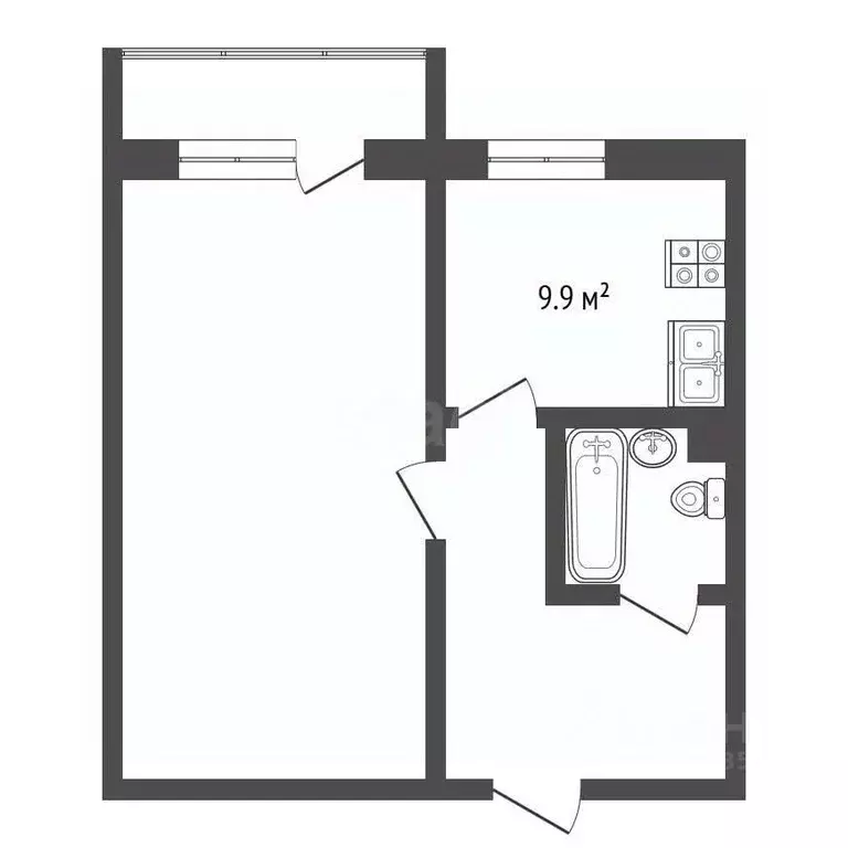 1-к кв. Алтайский край, Барнаул ул. Энтузиастов, 30Г (37.8 м) - Фото 2