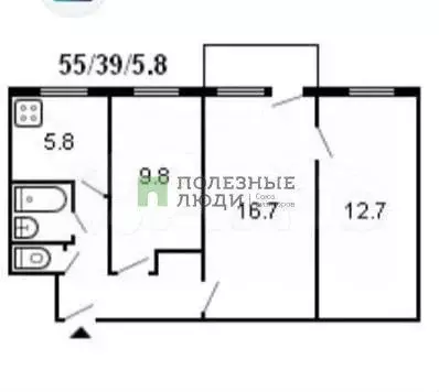 3-к. квартира, 55,9 м, 5/5 эт. - Фото 0