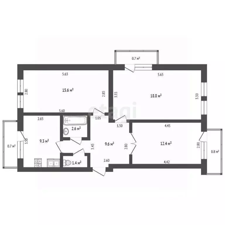 3-к кв. Крым, Феодосия ул. Киевская, 1А (70.0 м) - Фото 2