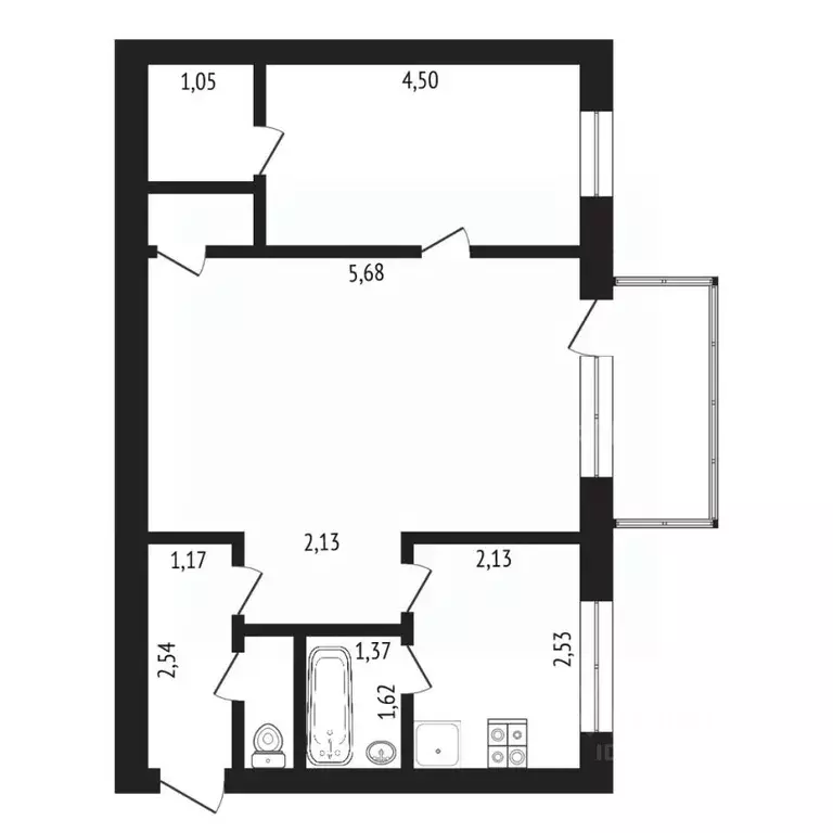 2-к кв. Тюменская область, Тюмень Тульская ул., 7 (44.0 м) - Фото 1