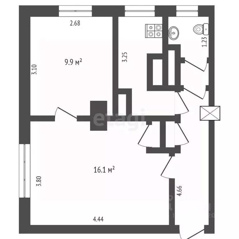 2-к кв. Ярославская область, Данилов ул. Володарского, 3 (36.9 м) - Фото 2