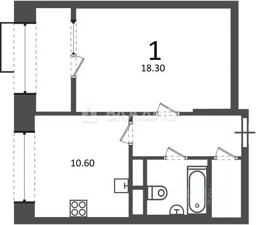 1-к кв. Москва Клинская ул., 2А (40.0 м) - Фото 2