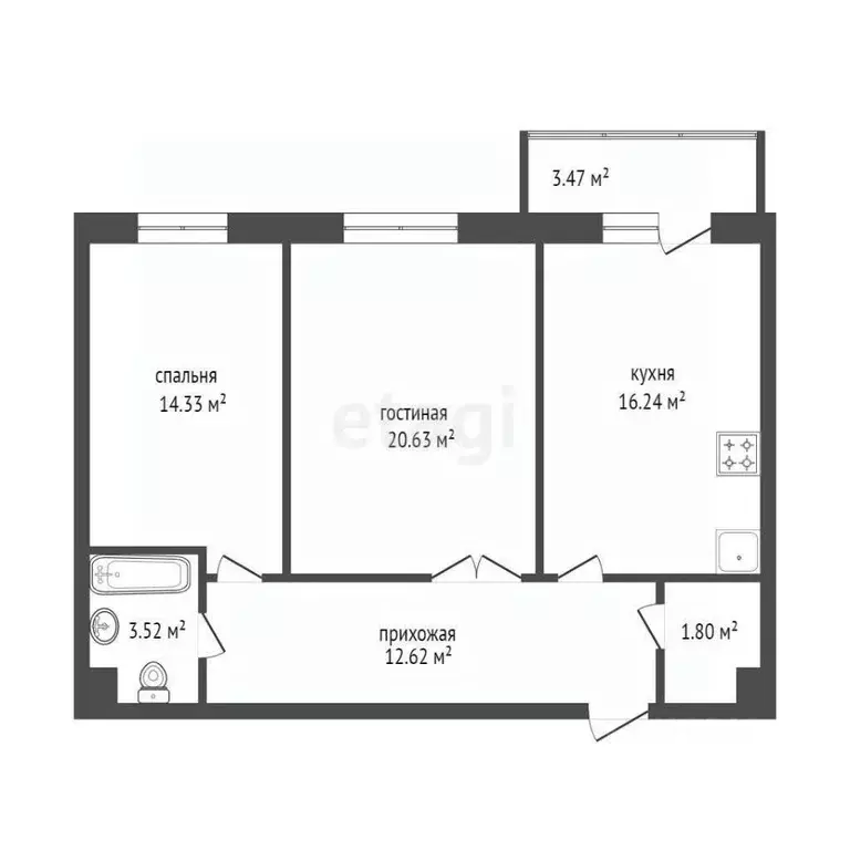 2-к кв. Красноярский край, Красноярск ул. Академгородок, 80 (69.8 м) - Фото 1