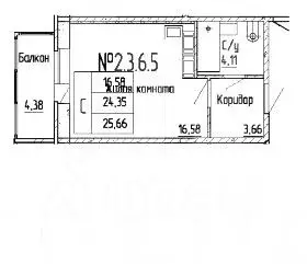 Студия Ленинградская область, Всеволожский район, пос. Бугры бул. ... - Фото 2
