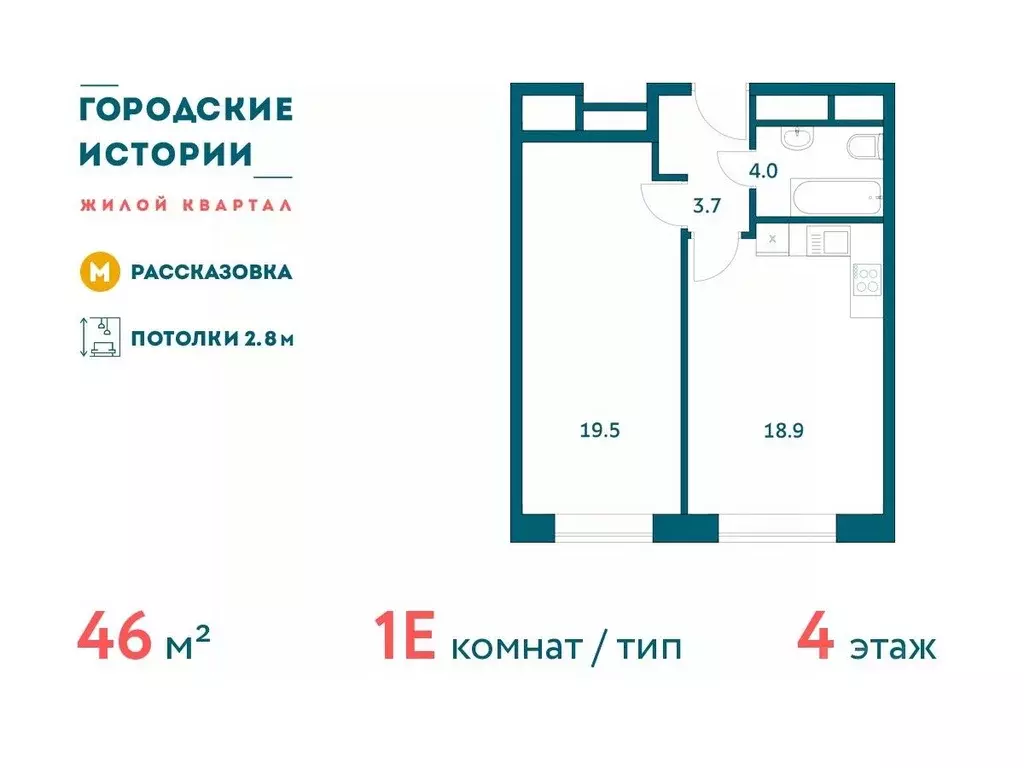 1-к кв. Москва Городские Истории жилой комплекс (45.99 м) - Фото 0