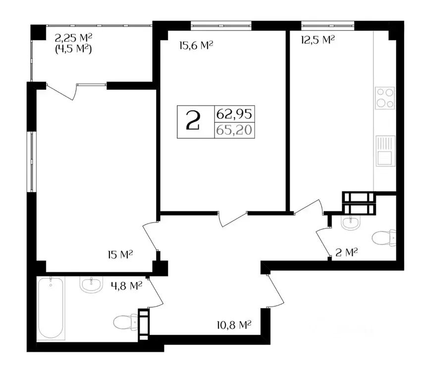 2-к кв. Севастополь просп. Октябрьской Революции, 52Б (62.95 м) - Фото 2