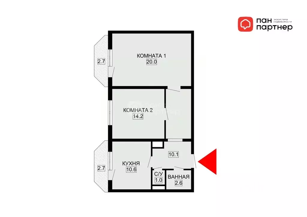 2-к кв. Санкт-Петербург Богатырский просп., 48к1 (58.5 м) - Фото 2