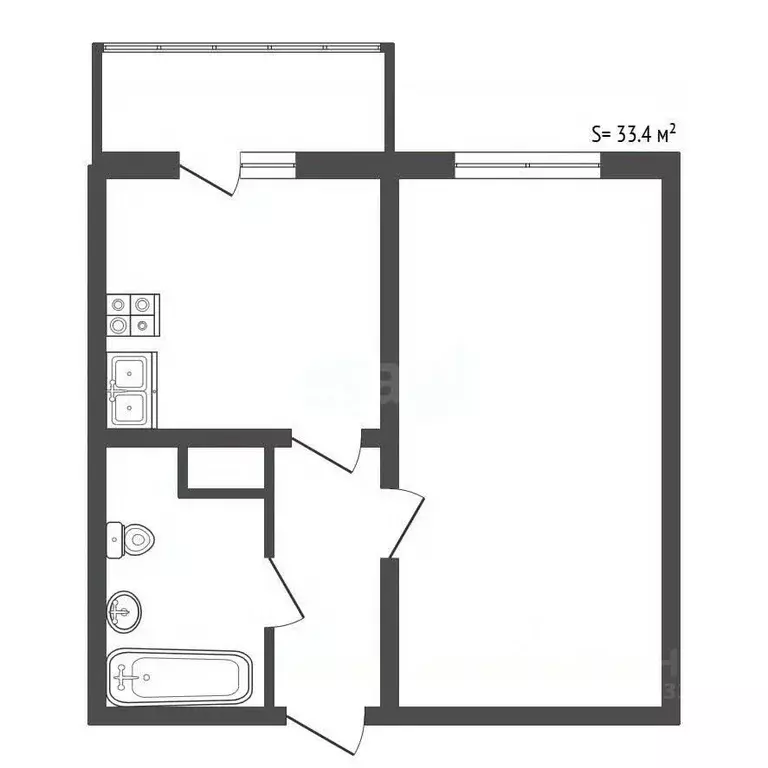 1-к кв. Санкт-Петербург просп. Маршака, 24к1 (33.4 м) - Фото 2