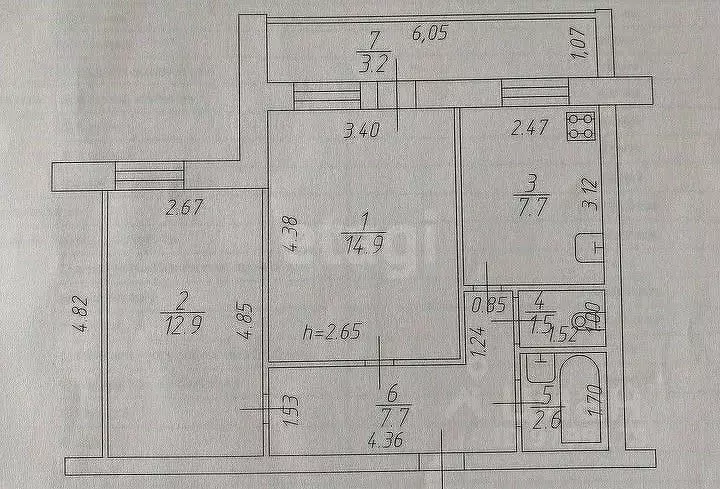 2-к кв. Татарстан, Казань ул. Кулахметова, 17к3 (47.3 м) - Фото 1