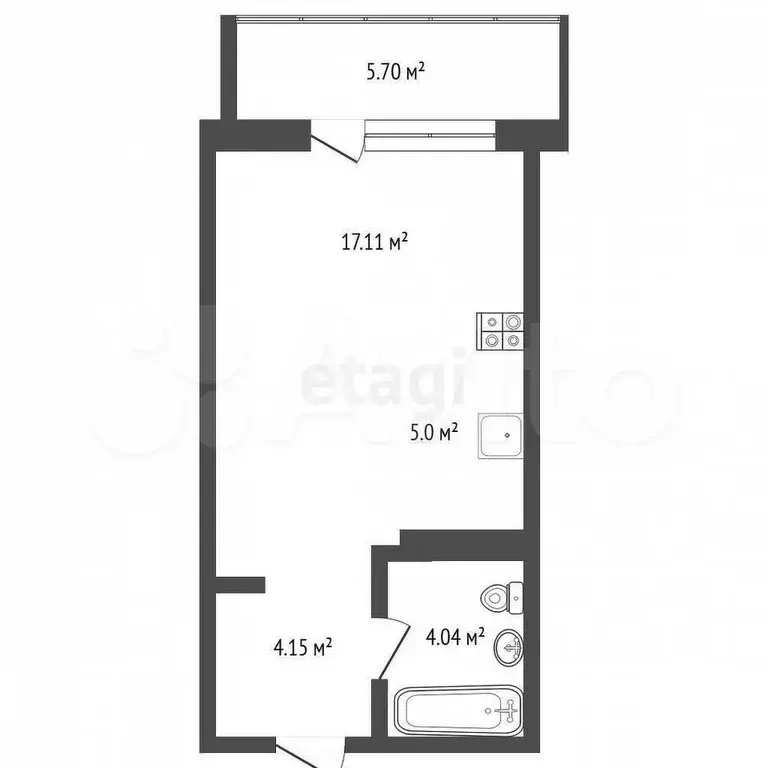 Квартира-студия, 33 м, 26/29 эт. - Фото 1